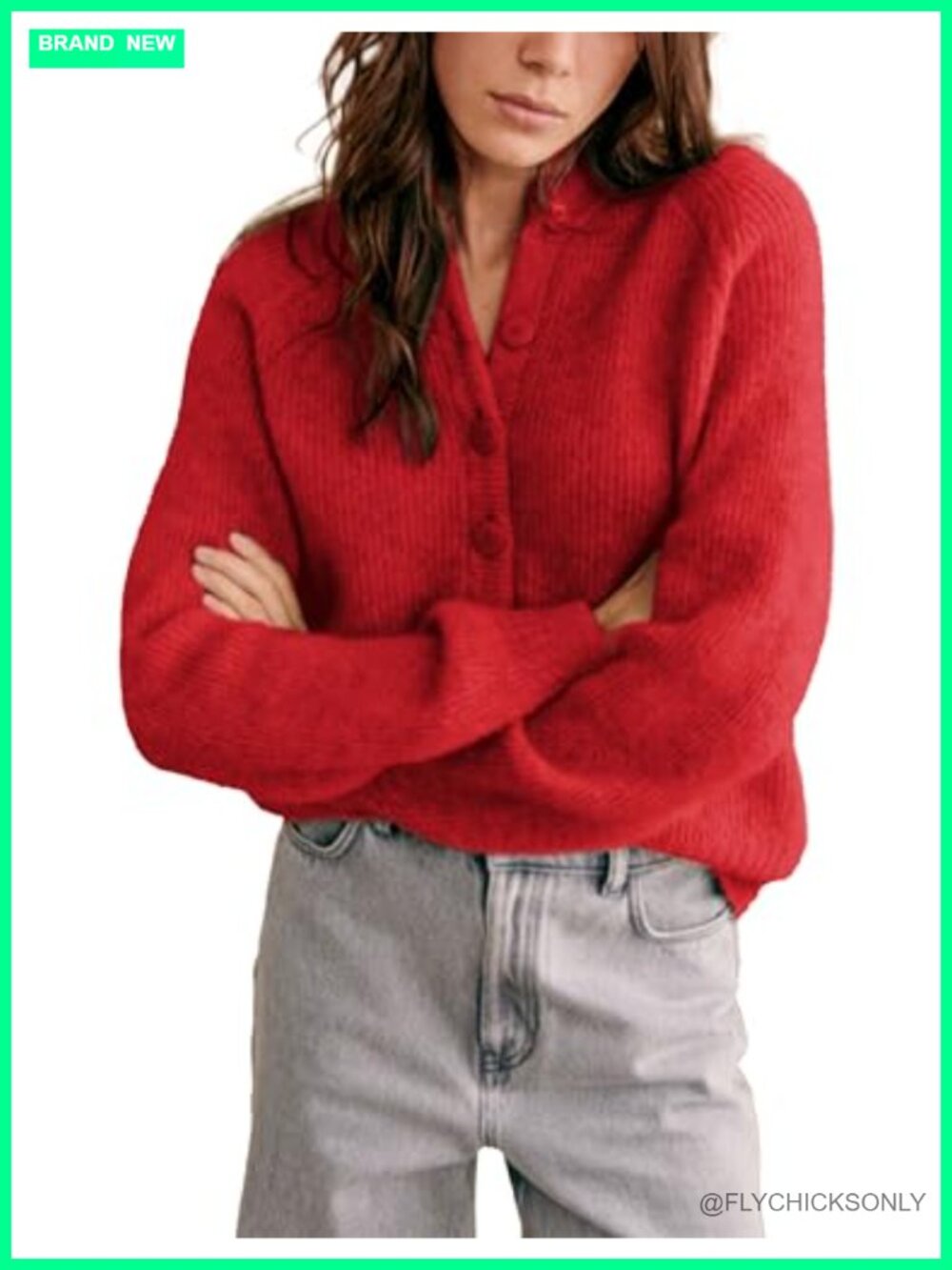 Long Sleeve Chunky Knit Cardigan Open Front Button Down Sweater